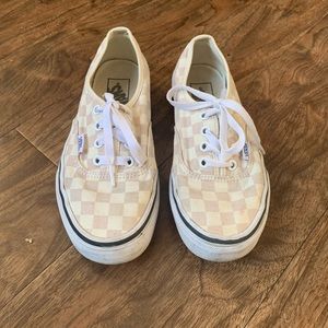 Vans cream checkerboard lace ups